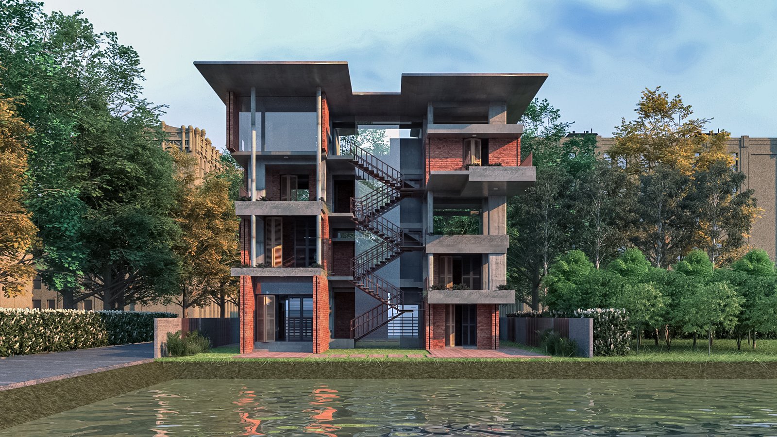 Residence render, garden side