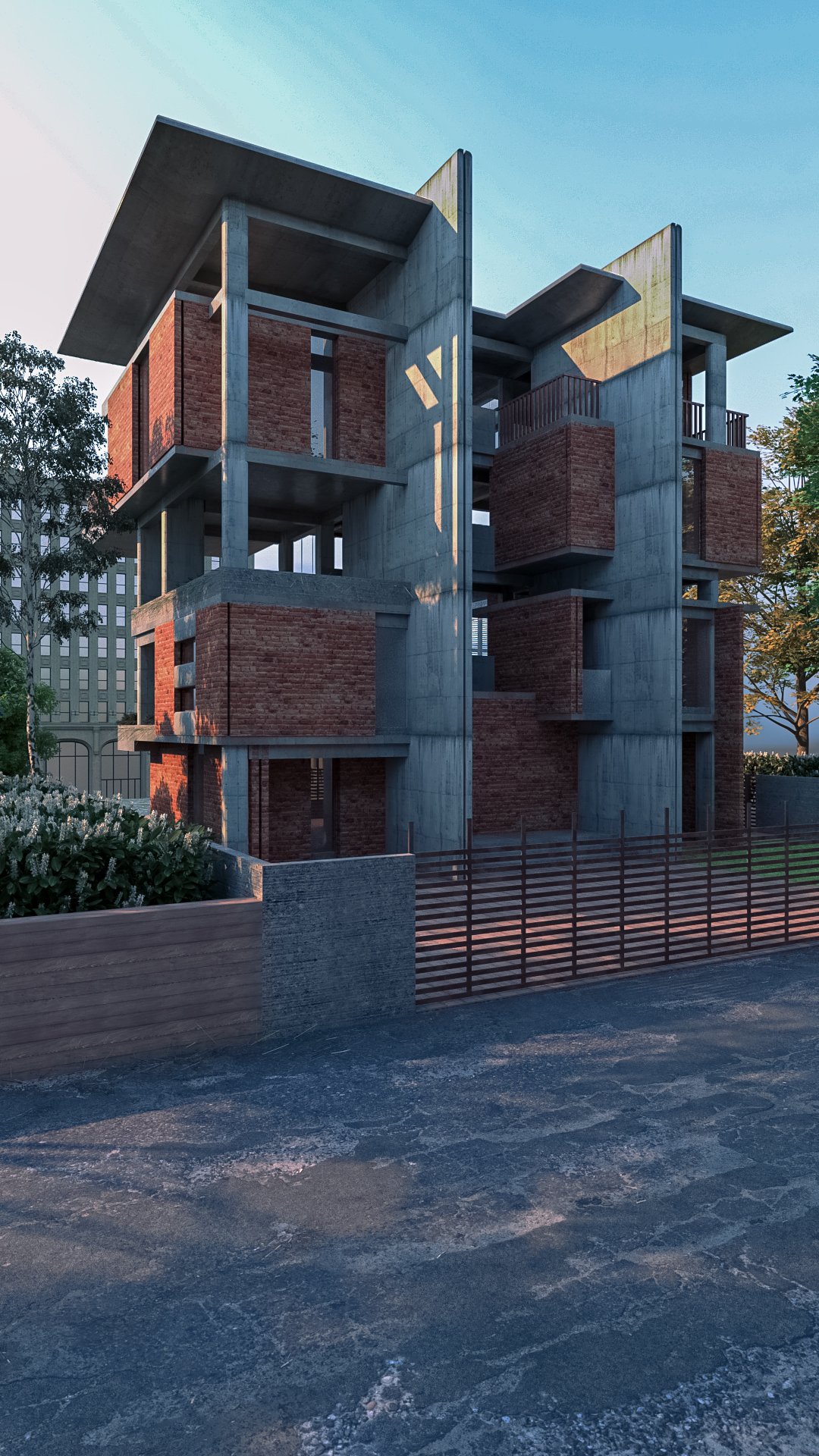 Residence render, entry side