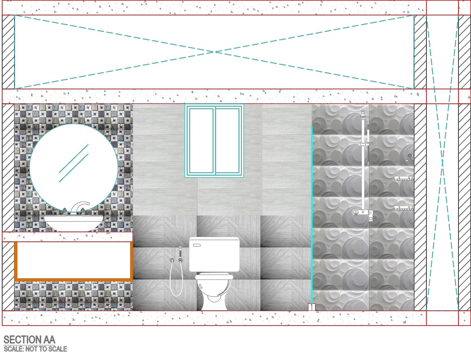 C-57 Mohanagar — bathroom section drawing