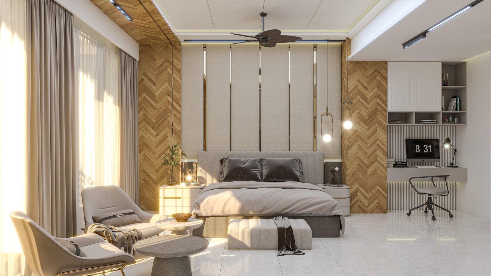 Kamruzzaman Residence master bedroom visualization
