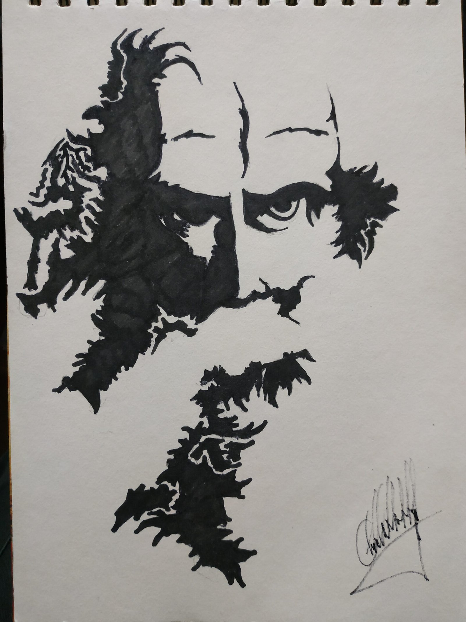 Original ink portrait study from the sketchbook