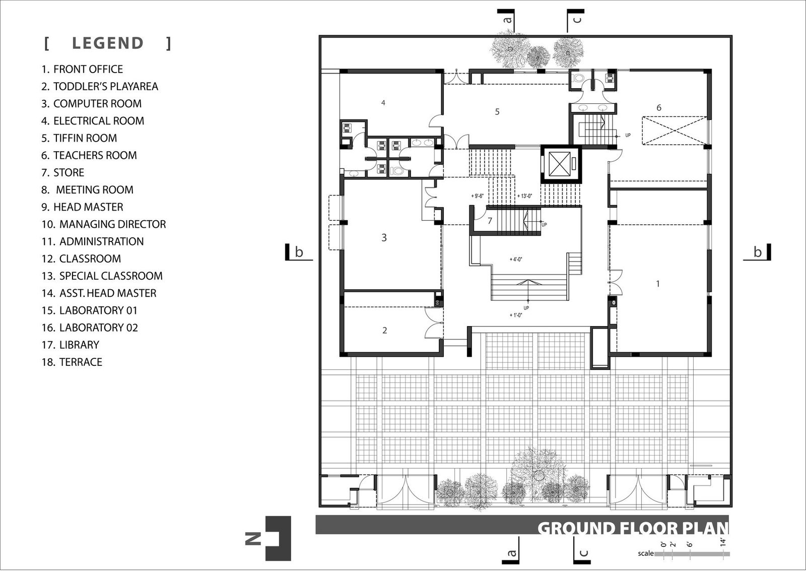 Ground floor plan of the Junior Laboratory